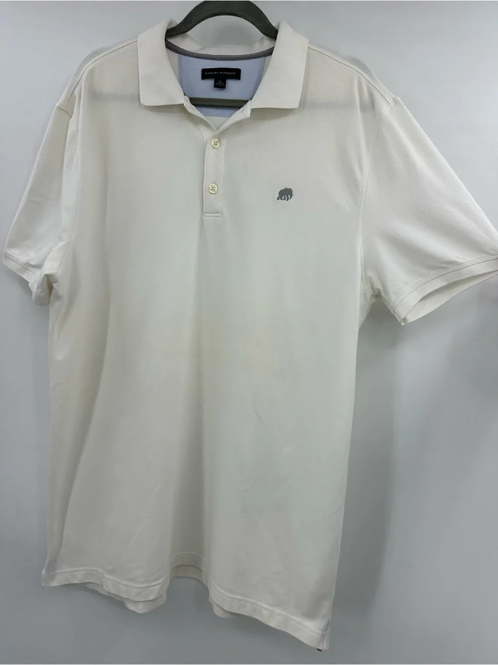 Banana Republic White Polo with Subtle Elephant Logo